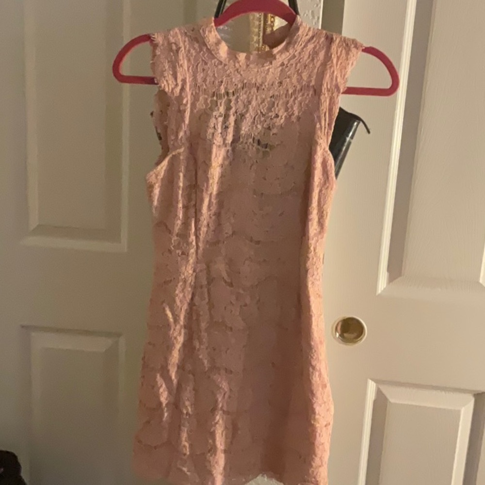 Pastel pink lace sequence dress small